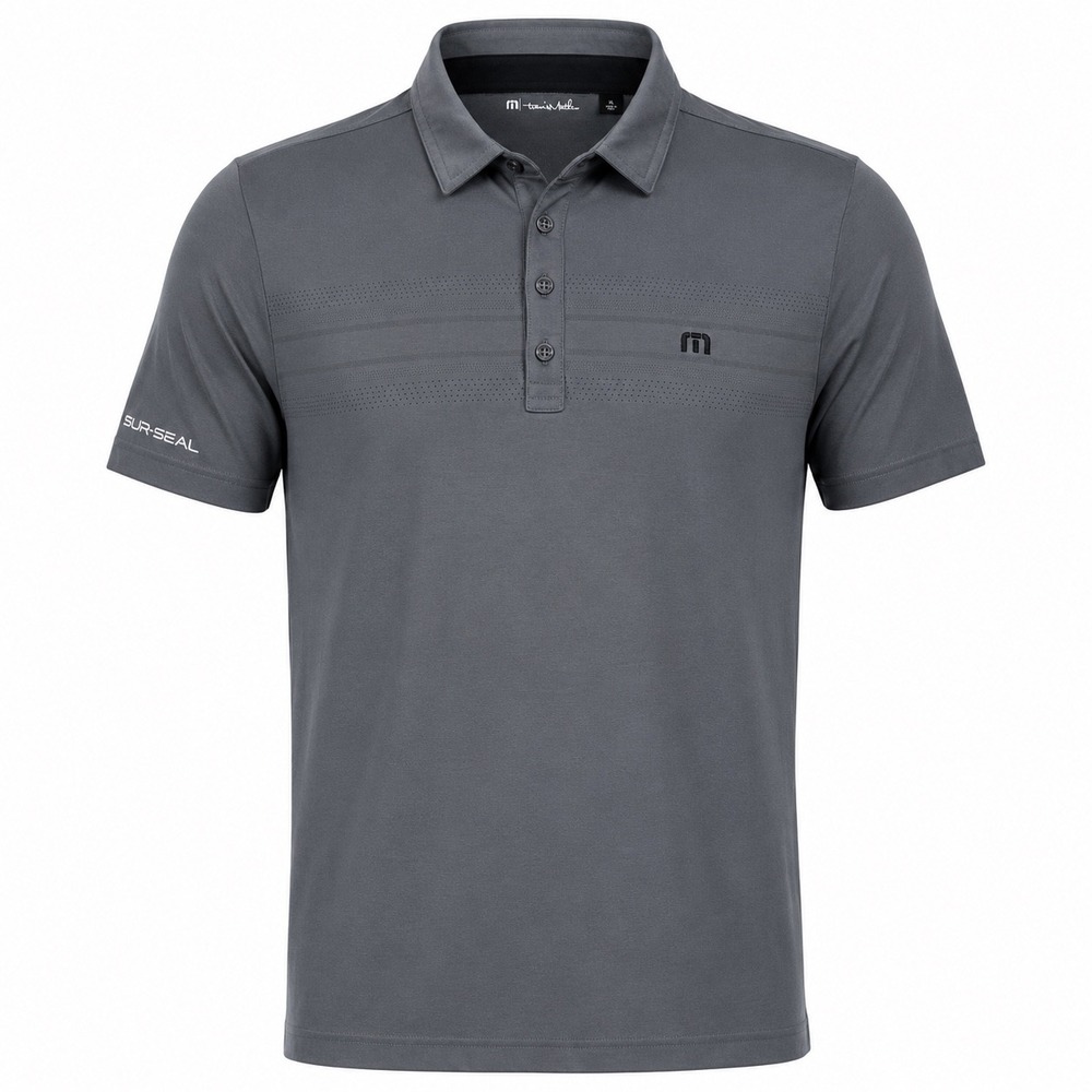 TravisMathew Polo Shirt Mens XL Gray SUR-SEAL Embroidered Pima Cotton Golf Top